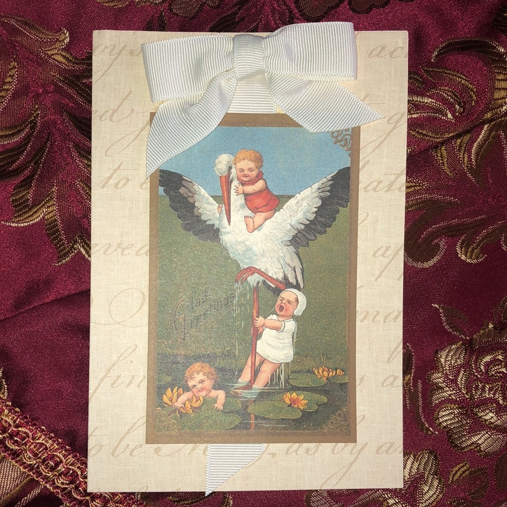 Anna Griffin Victorian Babies with Stork Blank Card Lot (6)